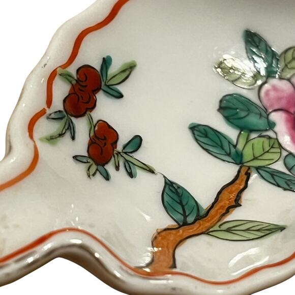 Neiman Marcus Trinket Tray Vintage Chinese  Chinoiserie Hand Painted Floral - Picture 8 of 13